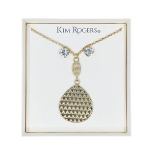 Kim Rogers Gold and Cubic Zirconia Necklace and Earring Gift Set